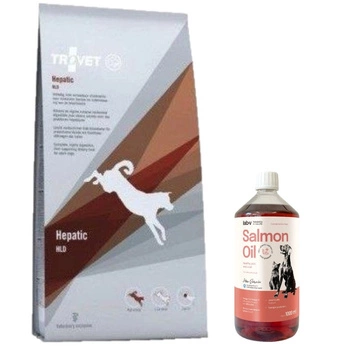 TROVET HLD Hepatic 12,5kg & LAB V Lososový olej pre psov a mačky 1000ml