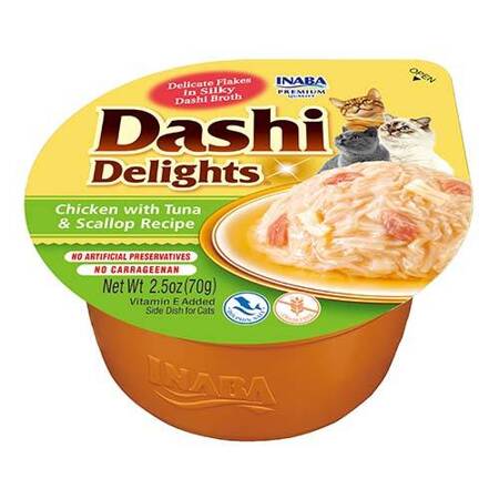 Inaba DASHI doplnkové krmivo pre mačky - vývar s príchuťou kuracieho mäsa a tuniaka 70 g 